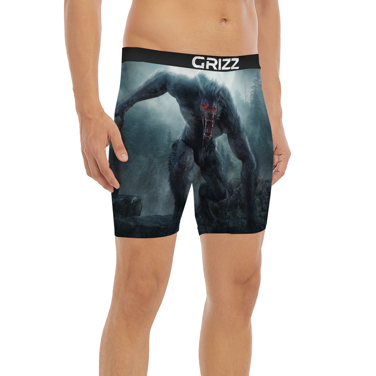 Lycan werewolf And Full Moon Print Boxer Briefs-grizzshop