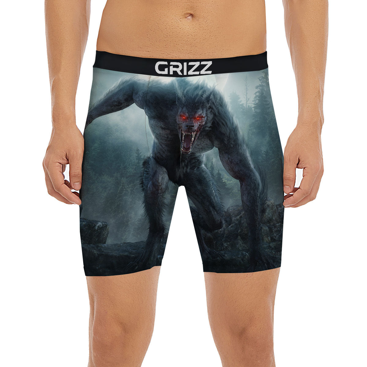Lycan werewolf And Full Moon Print Boxer Briefs-grizzshop
