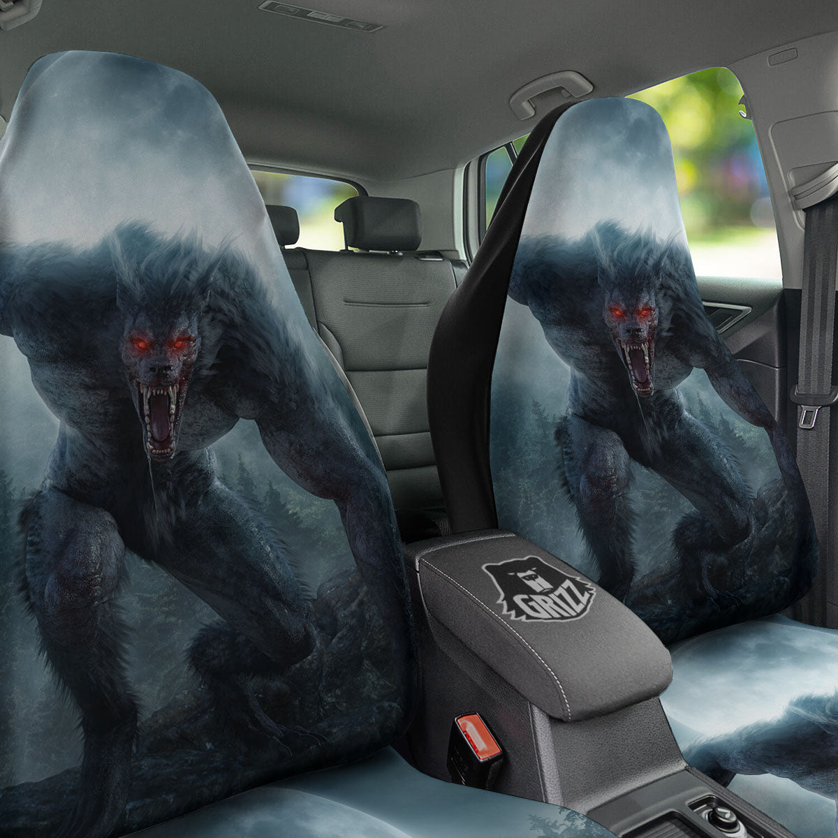 Lycan werewolf And Full Moon Print Car Seat Covers-grizzshop