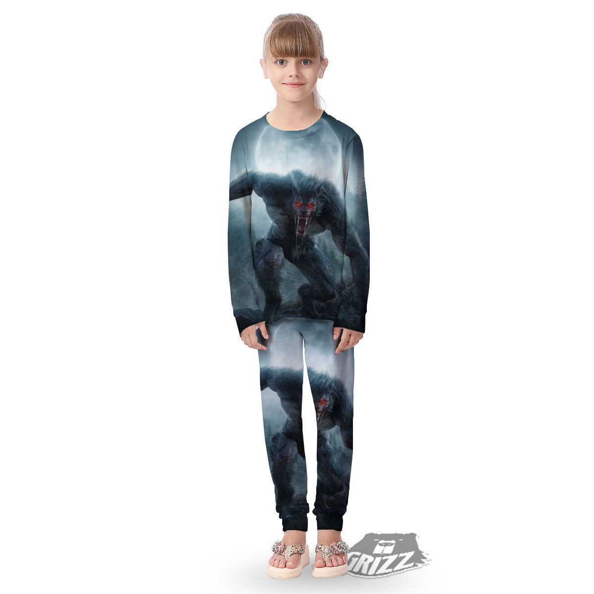 Lycan werewolf And Full Moon Print Kid's Pajamas-grizzshop
