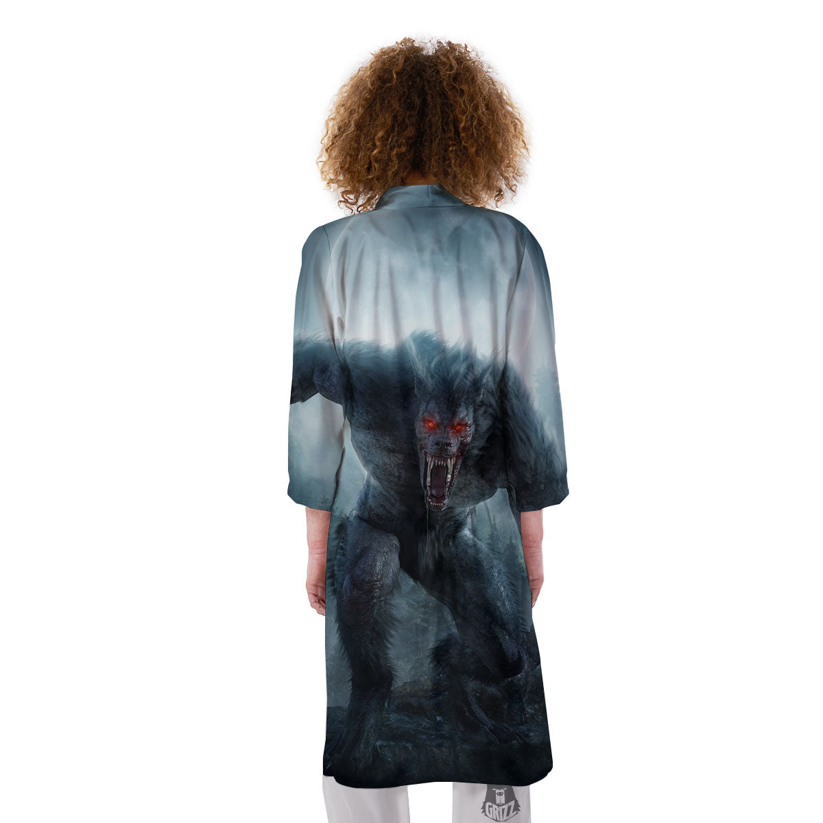 Lycan werewolf And Full Moon Print Kimono-grizzshop