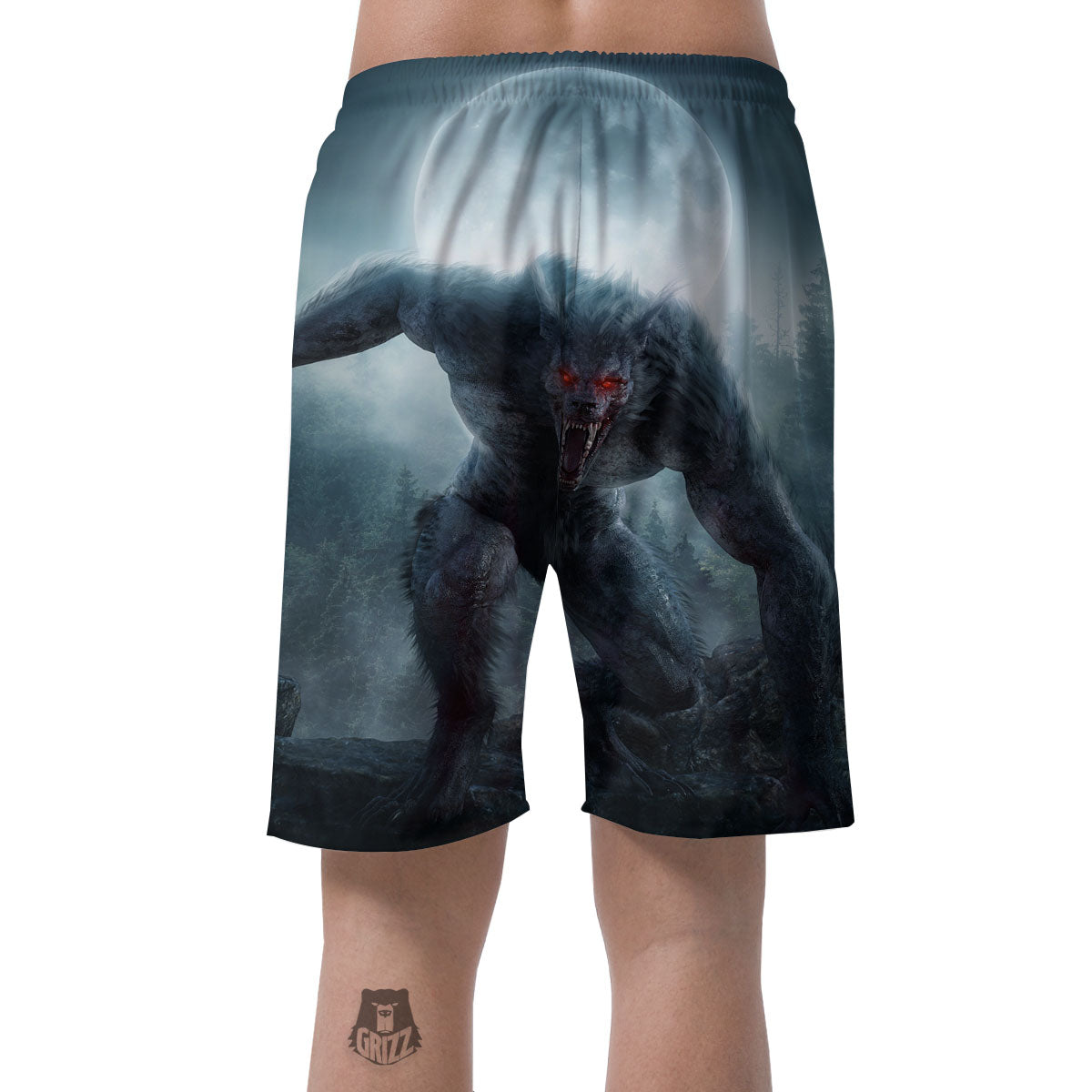 Lycan werewolf And Full Moon Print Men's Shorts-grizzshop