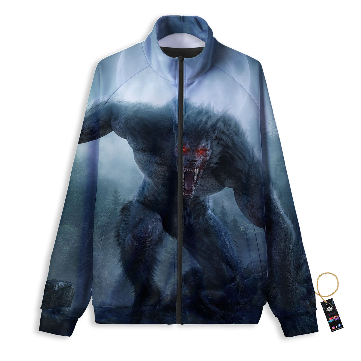 Lycan werewolf And Full Moon Print Track Jacket-grizzshop