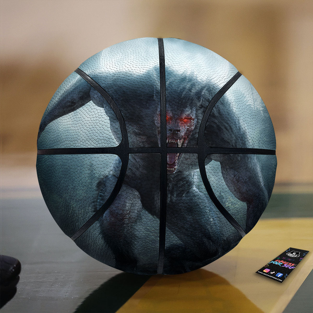 Lycan werewolf And Full Moon Print Basketball