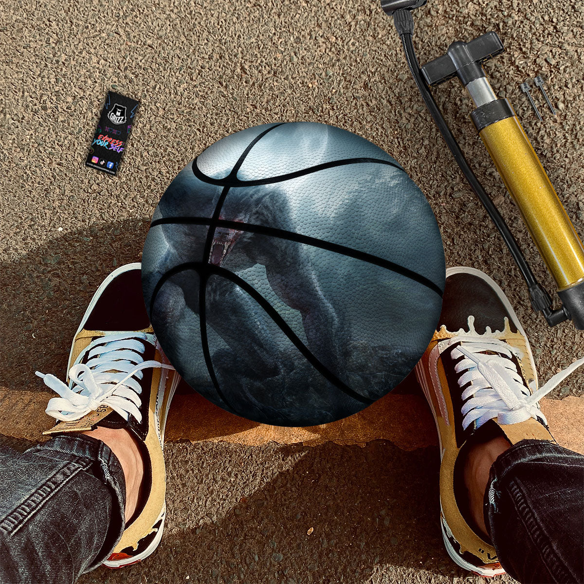 Lycan werewolf And Full Moon Print Basketball