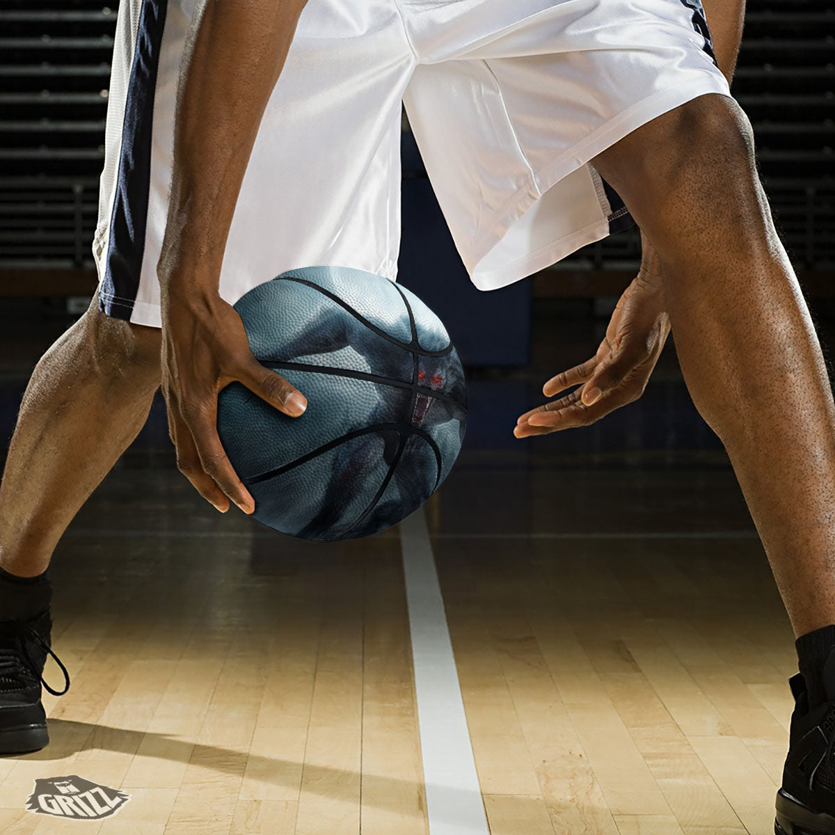 Lycan werewolf And Full Moon Print Basketball