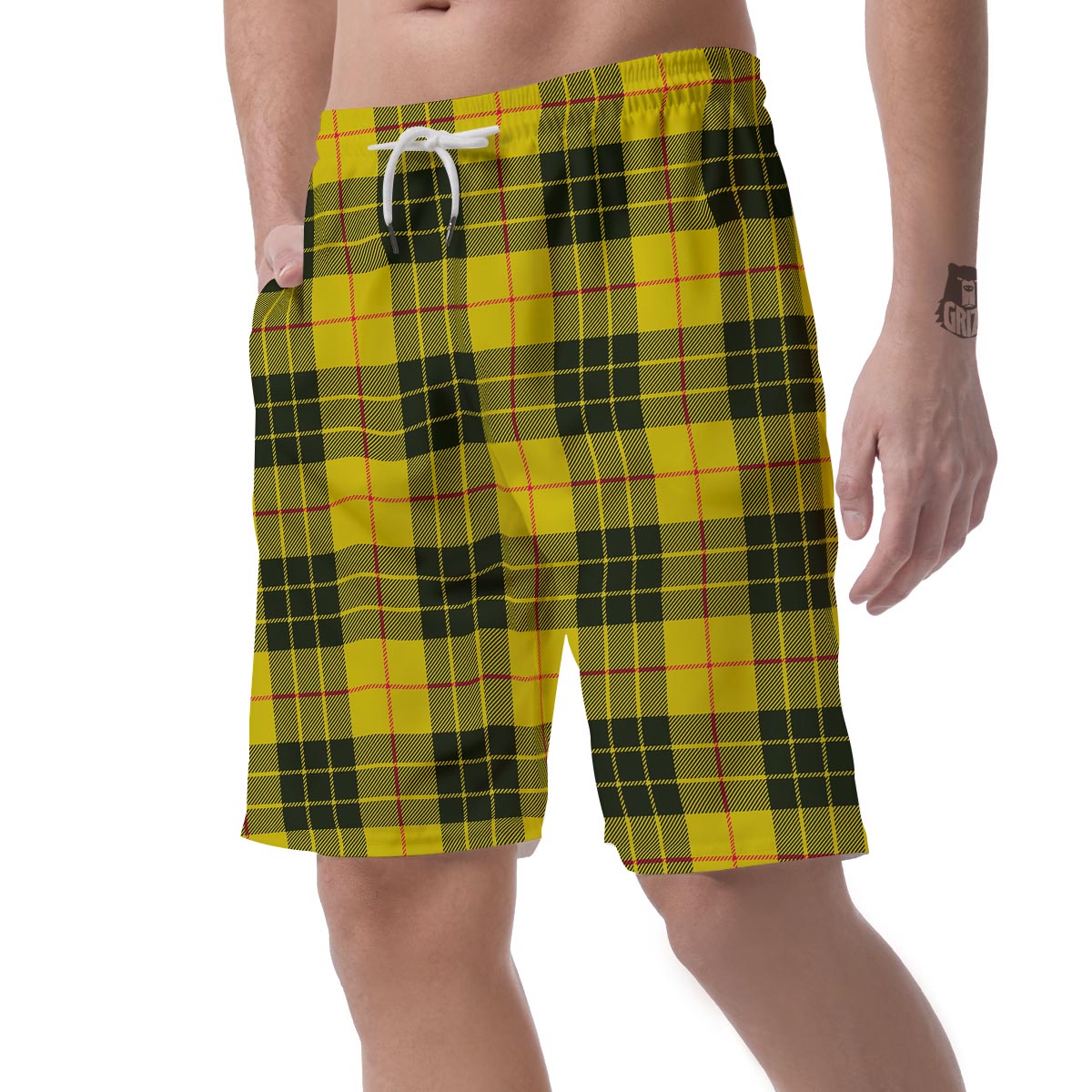 MacLeod Yellow Plaid Tartan Men's Shorts-grizzshop