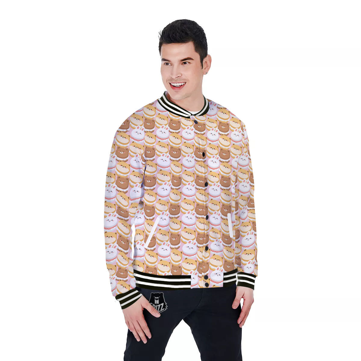 Macaron Cartoon Print Pattern Baseball Jacket-grizzshop
