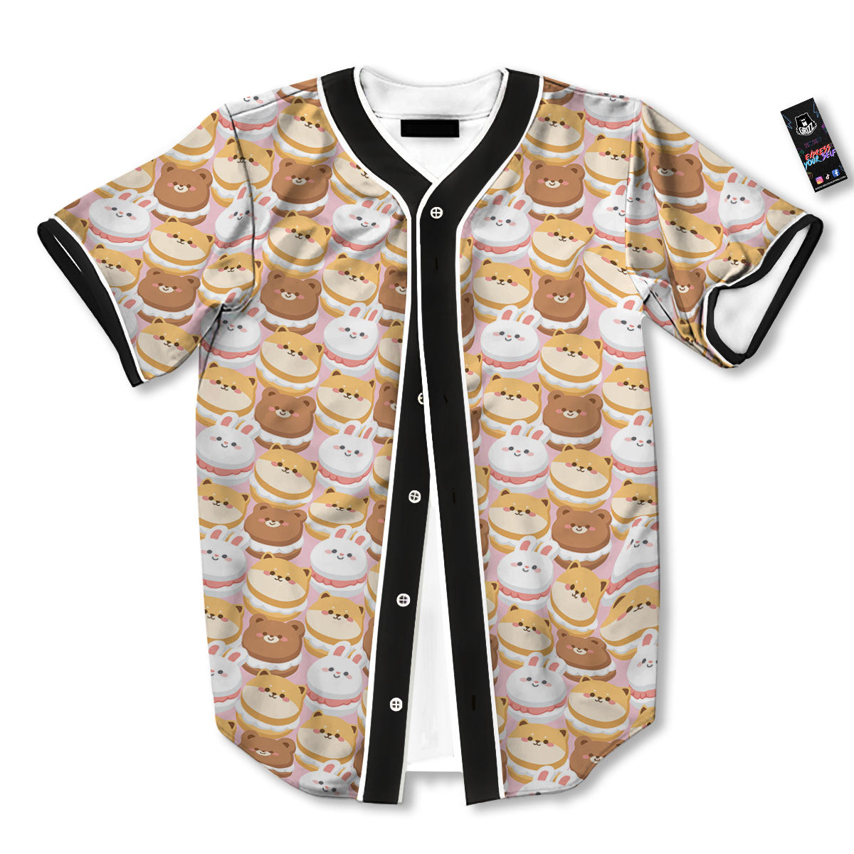 Macaron Cartoon Print Pattern Baseball Jersey-grizzshop