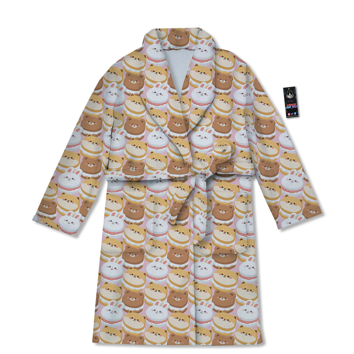 Macaron Cartoon Print Pattern Bathrobe-grizzshop