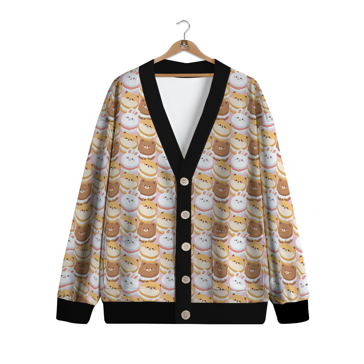 Macaron Cartoon Print Pattern Cardigan-grizzshop