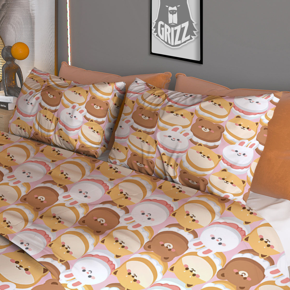 Knitted Grey Print Pattern Duvet Cover Bedding Set