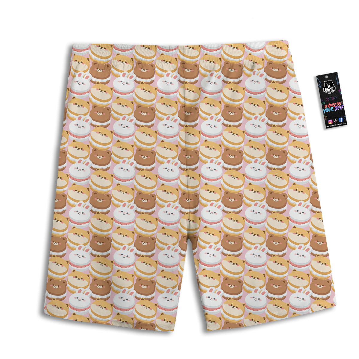 Macaron Cartoon Print Pattern Men's Athletic Shorts
