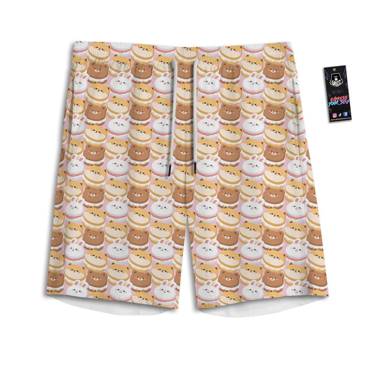 Macaron Cartoon Print Pattern Men's Athletic Shorts