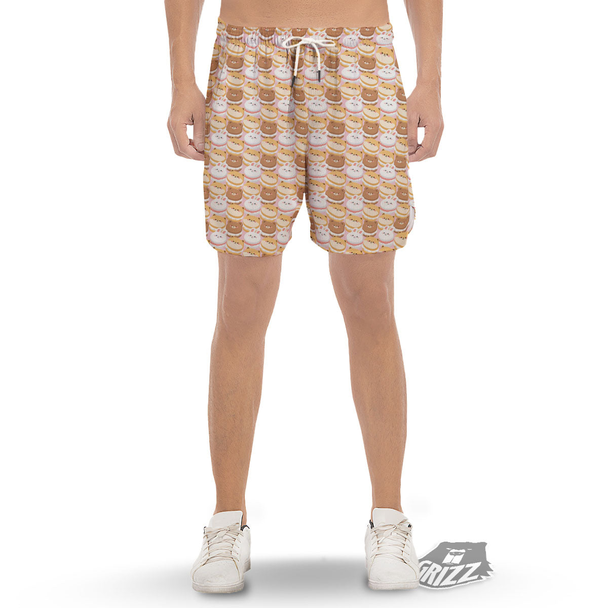 Macaron Cartoon Print Pattern Men's Gym Shorts-grizzshop