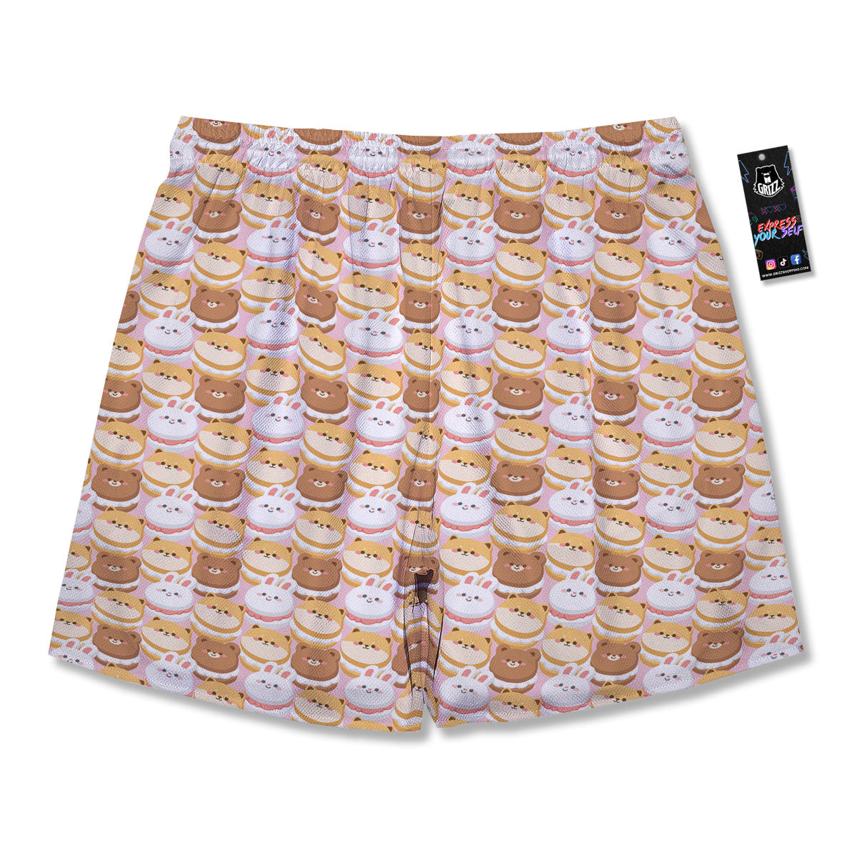 Macaron Cartoon Print Pattern Men's Running Shorts-grizzshop