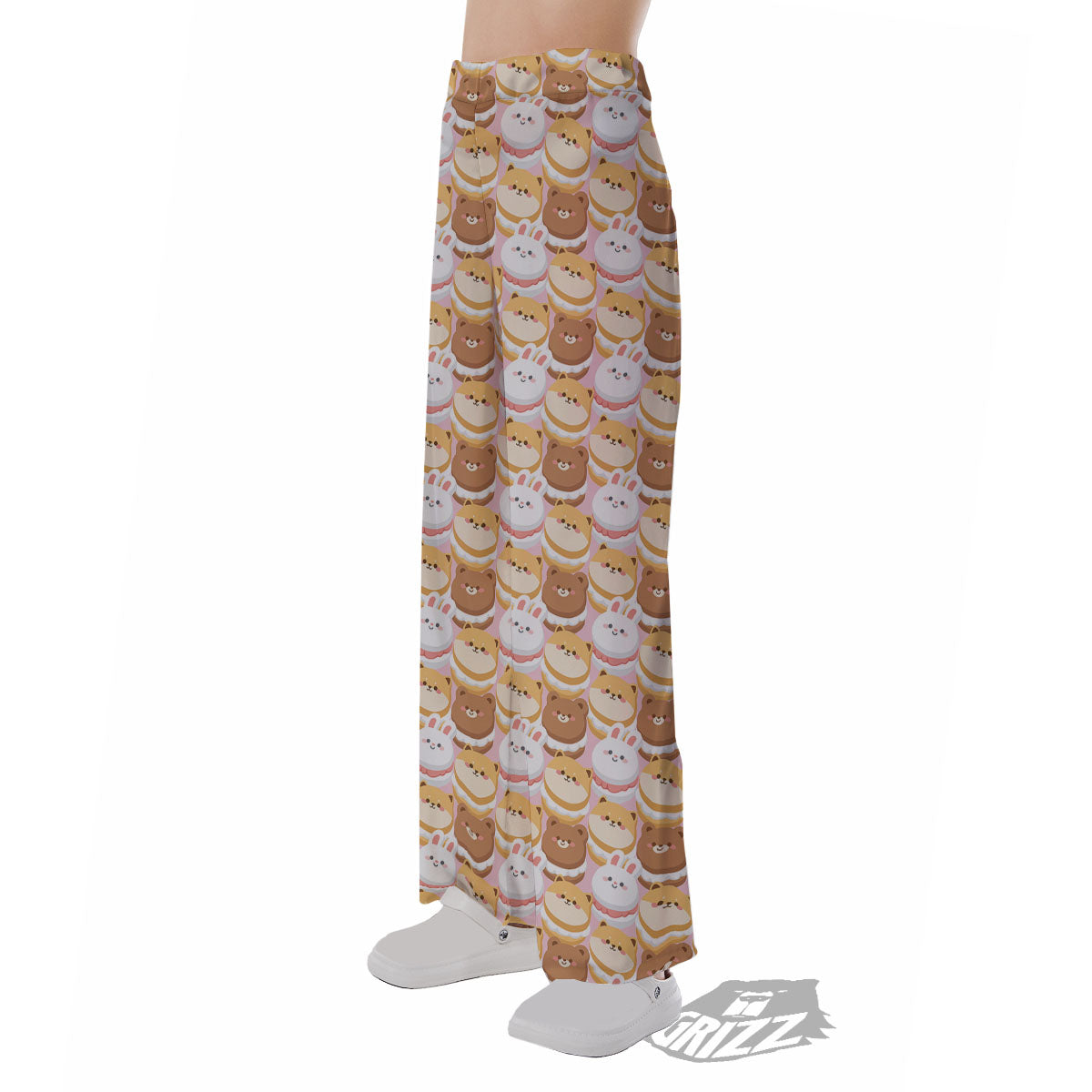 Macaron Cartoon Print Pattern Pajama Pants-grizzshop