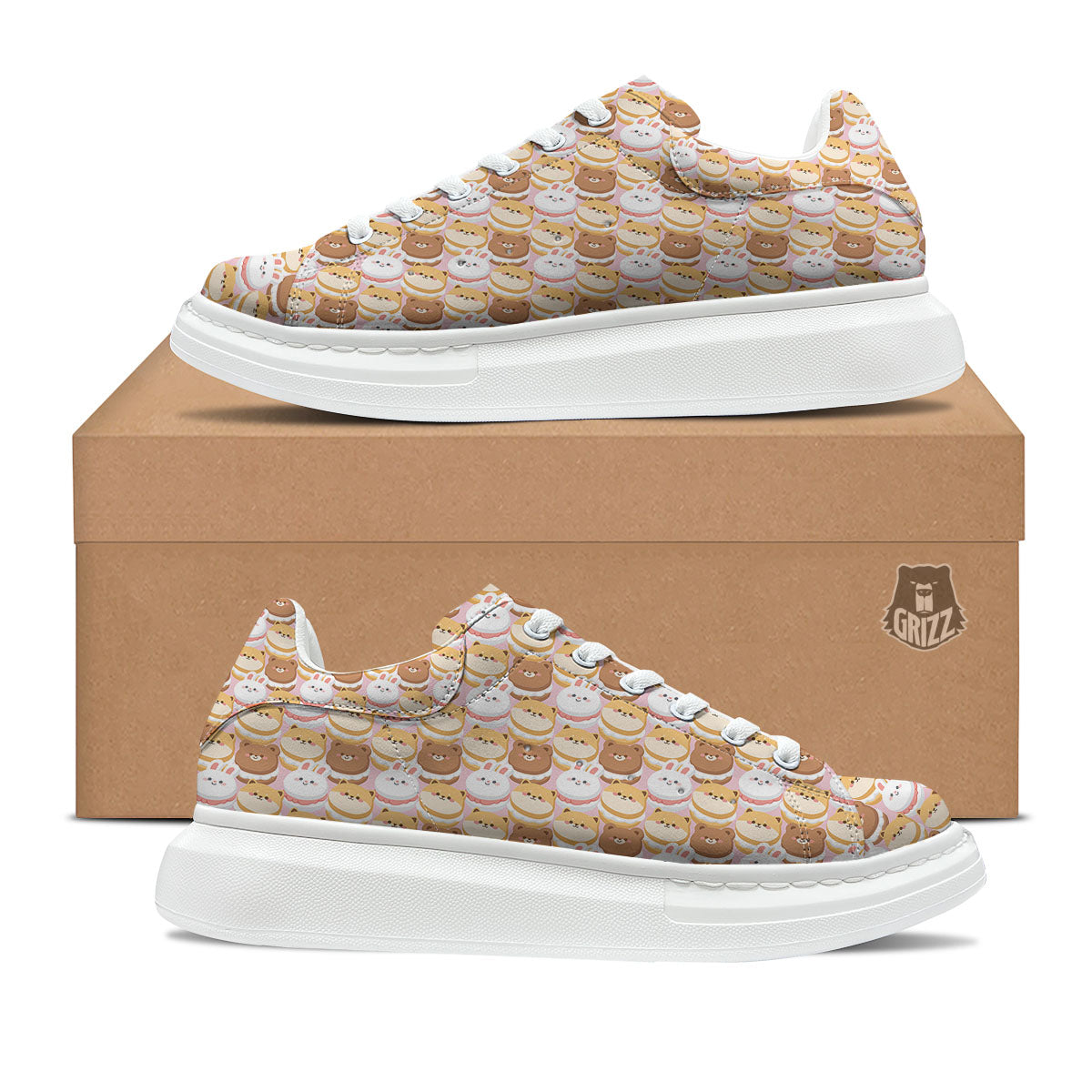 Macaron Cartoon Print Pattern Platform Shoes-grizzshop