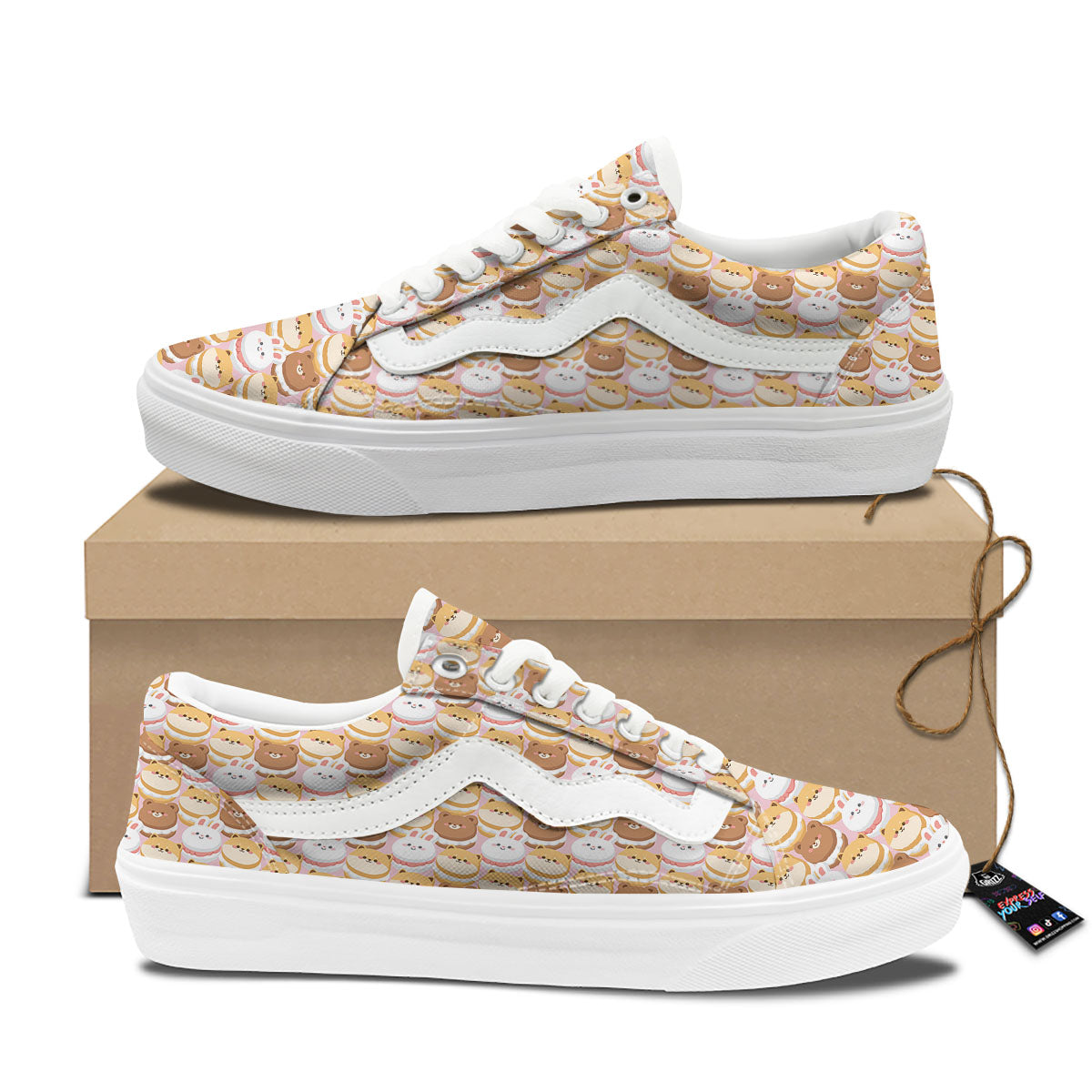 Macaron Cartoon Print Pattern Skate Shoes-grizzshop