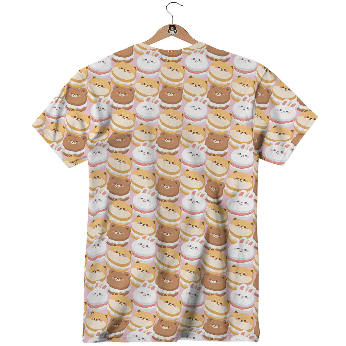 Macaron Cartoon Print Pattern T-Shirt-grizzshop
