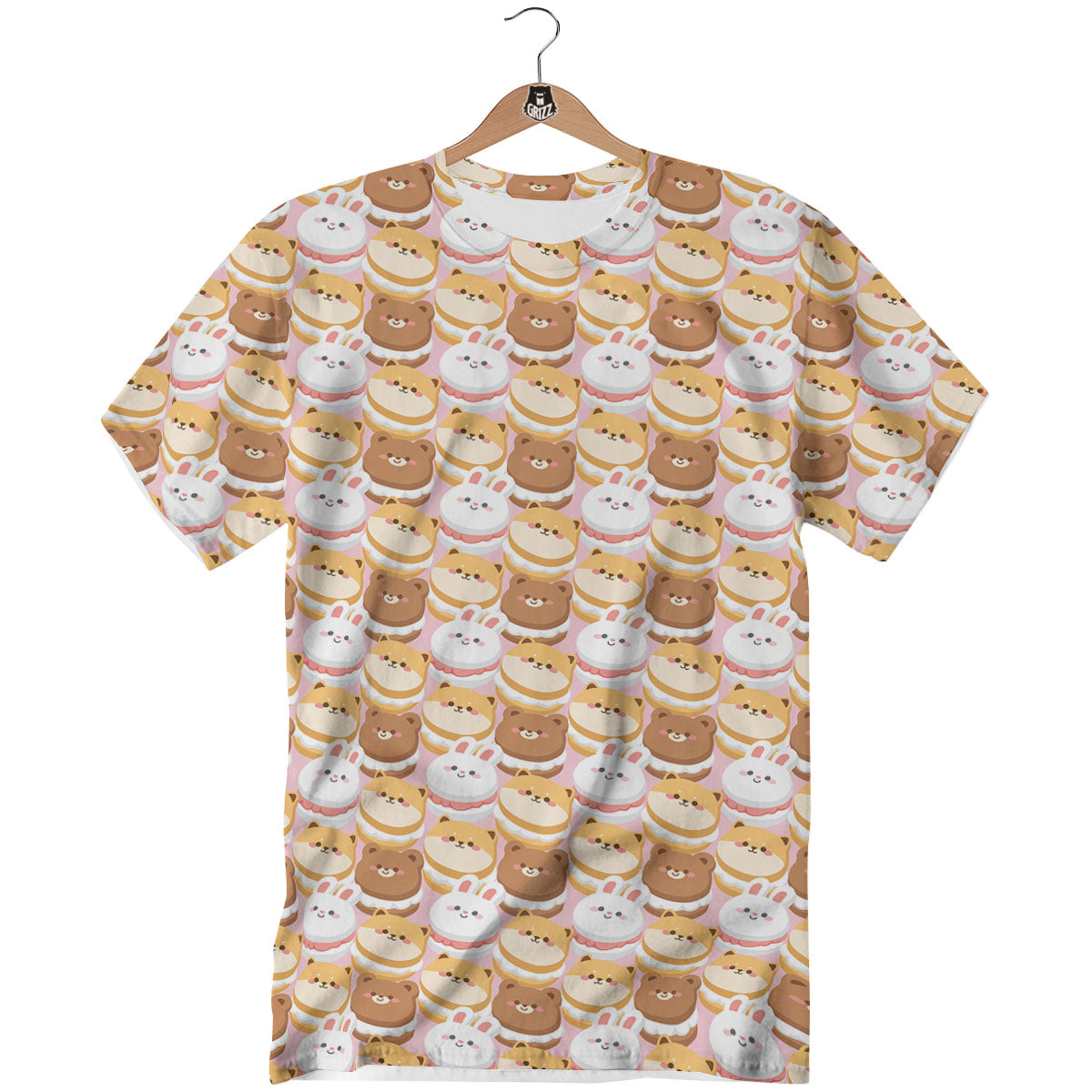 Macaron Cartoon Print Pattern T-Shirt-grizzshop