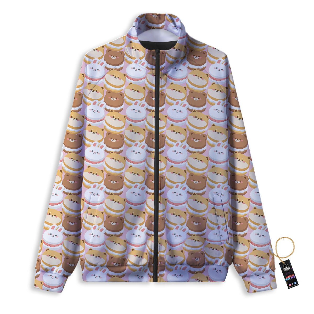 Macaron Cartoon Print Pattern Track Jacket-grizzshop