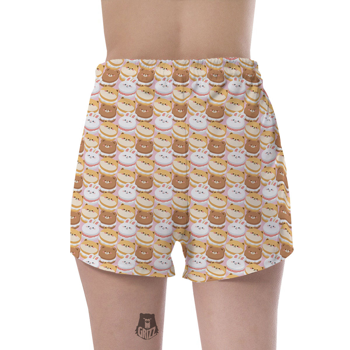 Macaron Cartoon Print Pattern Women's Shorts-grizzshop