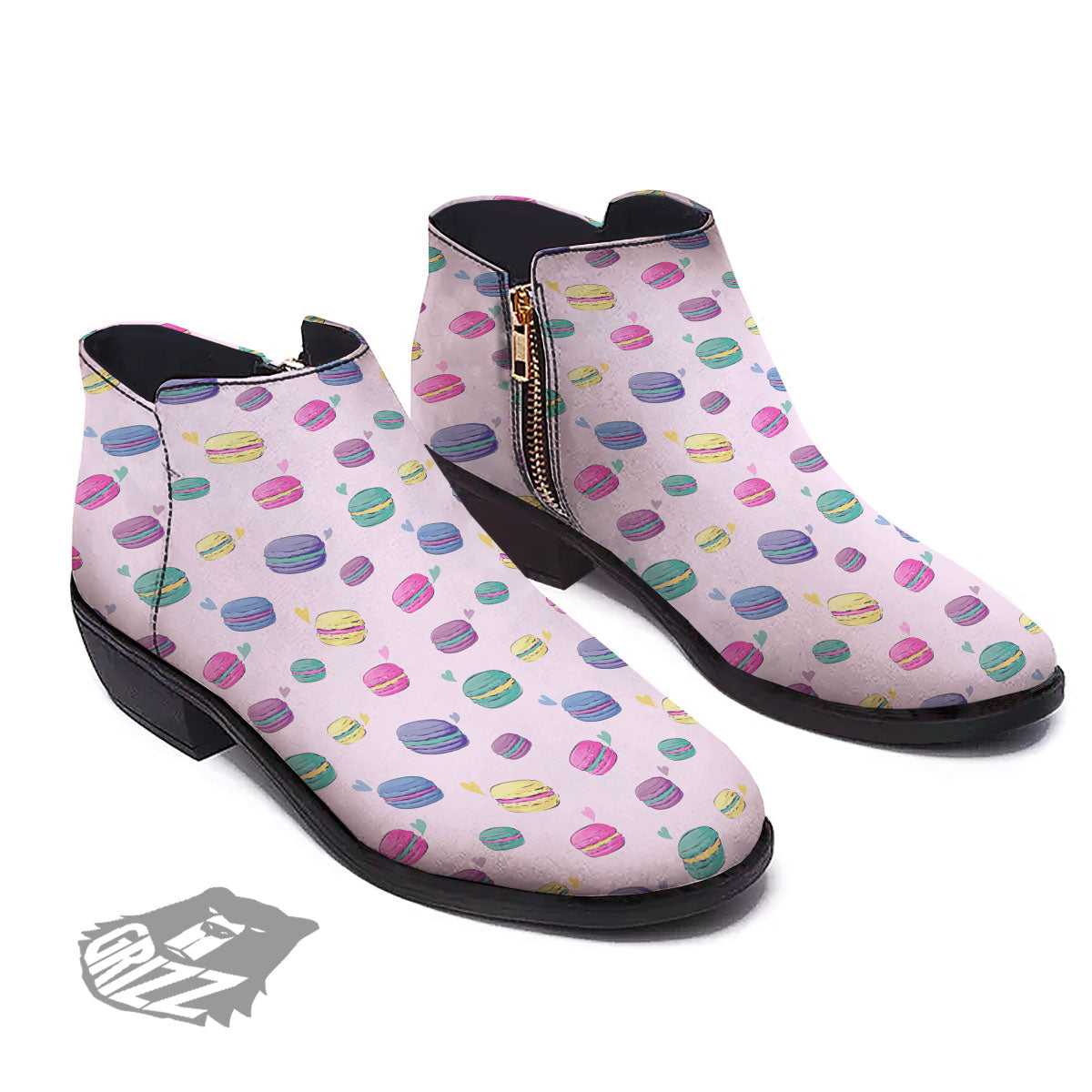 Macaron Colorful Print Pattern Ankle Boots-grizzshop