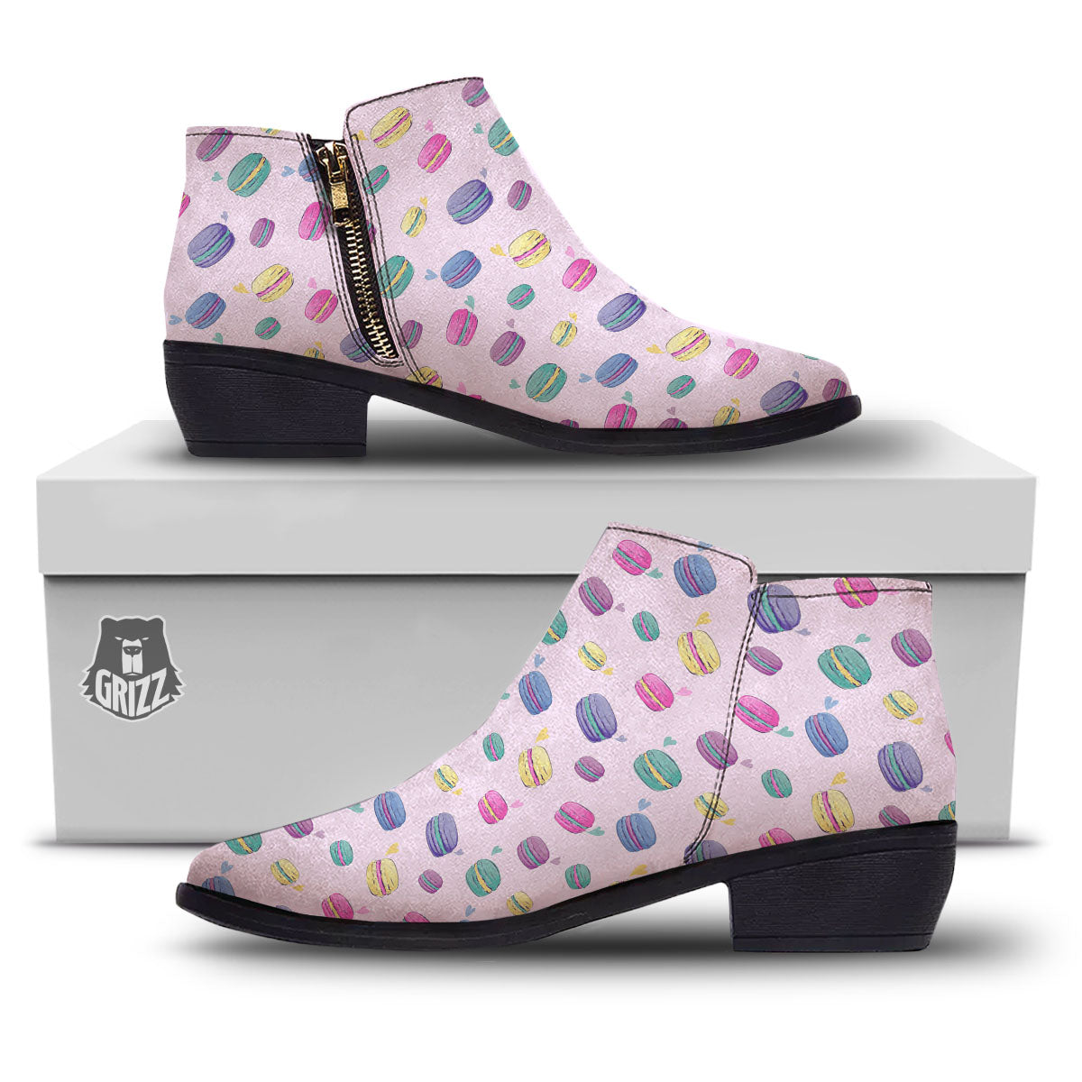 Macaron Colorful Print Pattern Ankle Boots-grizzshop