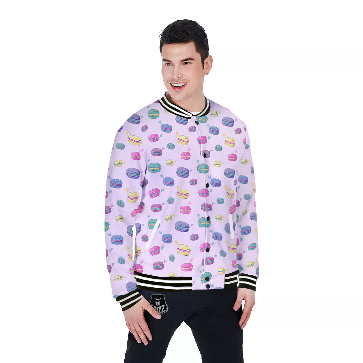 Macaron Colorful Print Pattern Baseball Jacket-grizzshop