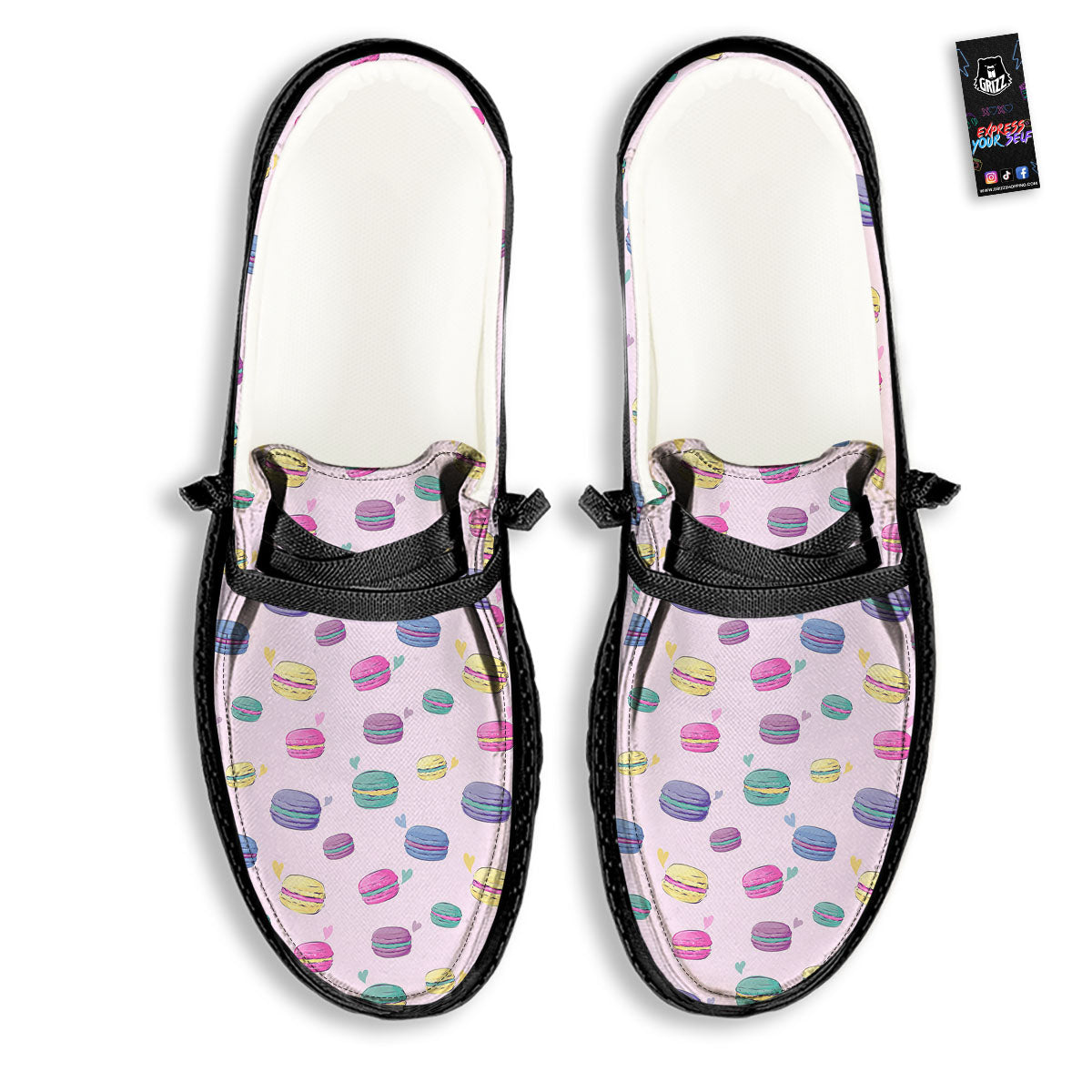 Macaron Colorful Print Pattern Black Loafers-grizzshop