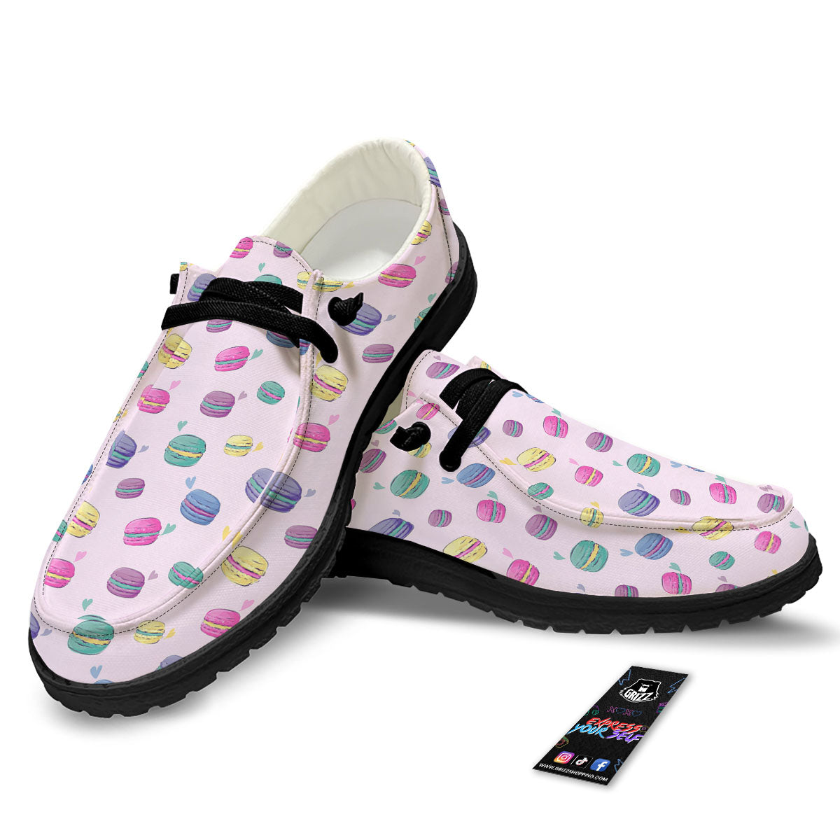 Macaron Colorful Print Pattern Black Loafers-grizzshop
