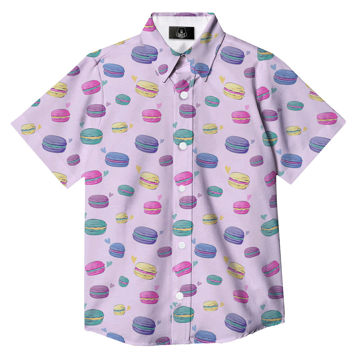 Macaron Colorful Print Pattern Button Up Shirt-grizzshop