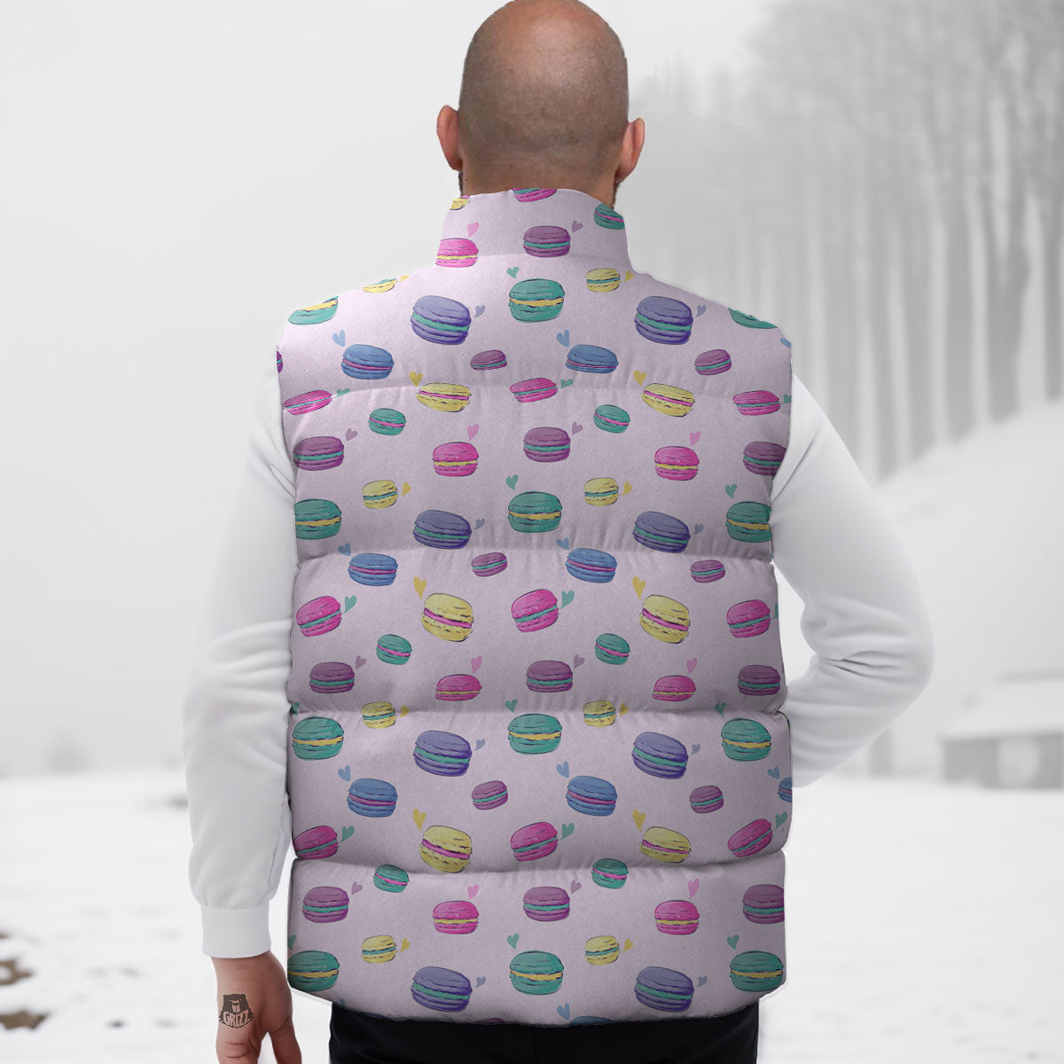 Macaron Colorful Print Pattern Down Vest