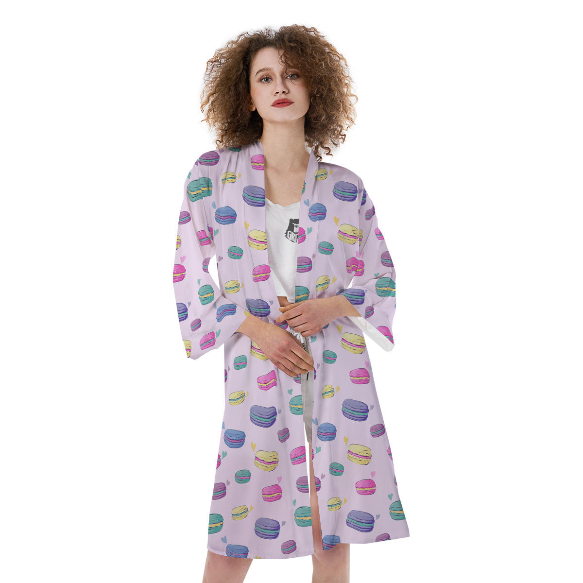 Macaron Colorful Print Pattern Kimono-grizzshop