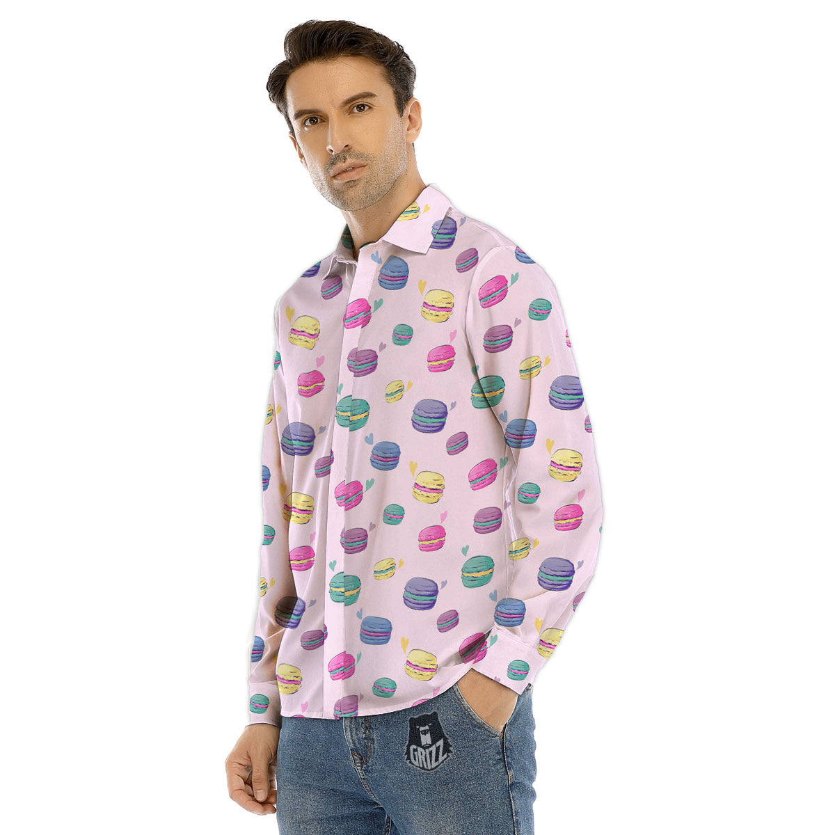 Macaron Colorful Print Pattern Men's Dress Shirts-grizzshop