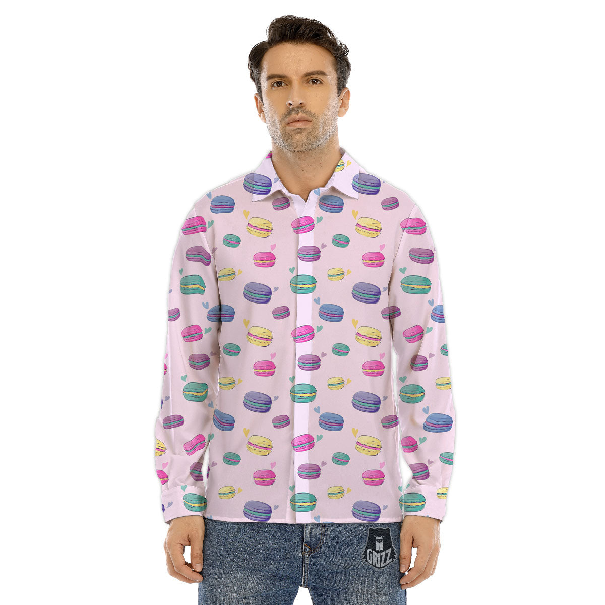 Macaron Colorful Print Pattern Men's Dress Shirts-grizzshop
