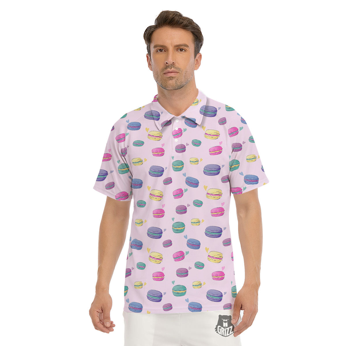 Macaron Colorful Print Pattern Men's Golf Shirts-grizzshop
