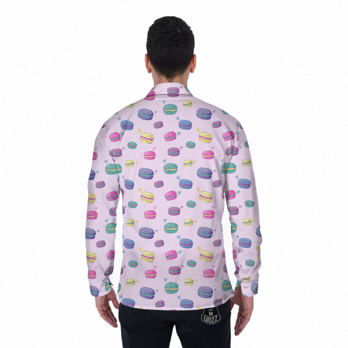 Macaron Colorful Print Pattern Men's Long Sleeve Shirts-grizzshop