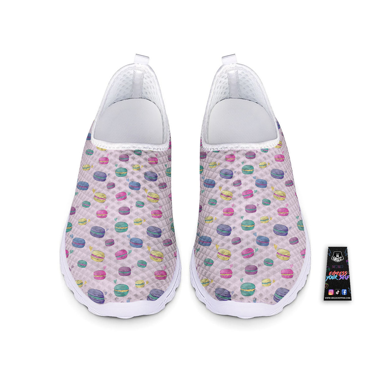 Macaron Colorful Print Pattern Nurse Shoes-grizzshop