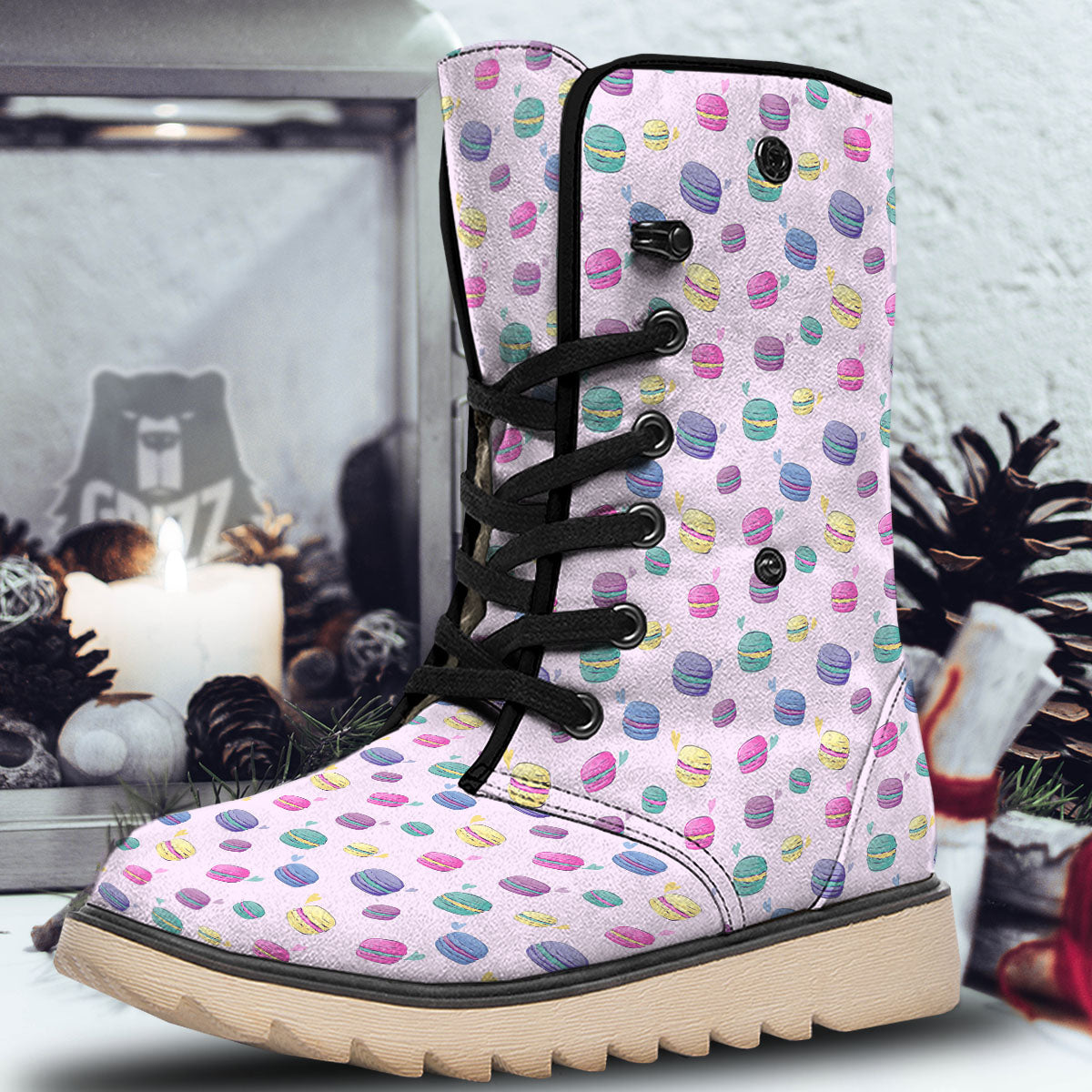Macaron Colorful Print Pattern Snow Boots-grizzshop