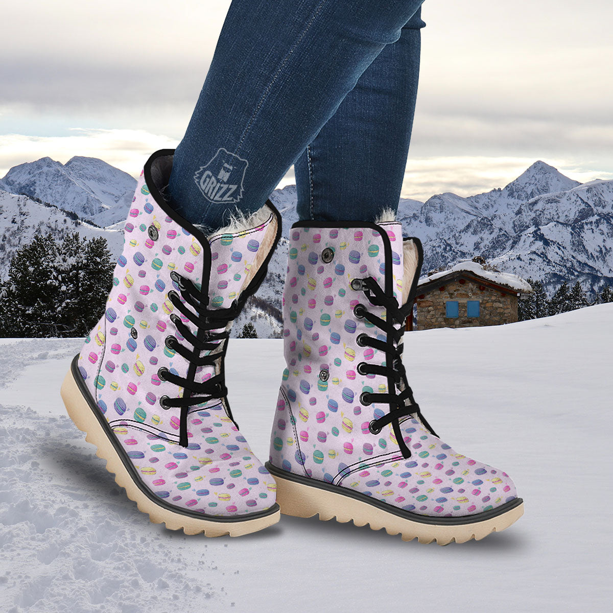 Macaron Colorful Print Pattern Snow Boots-grizzshop