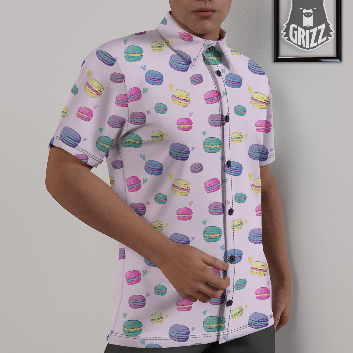 Macaron Colorful Print Pattern Untucked Shirts-grizzshop