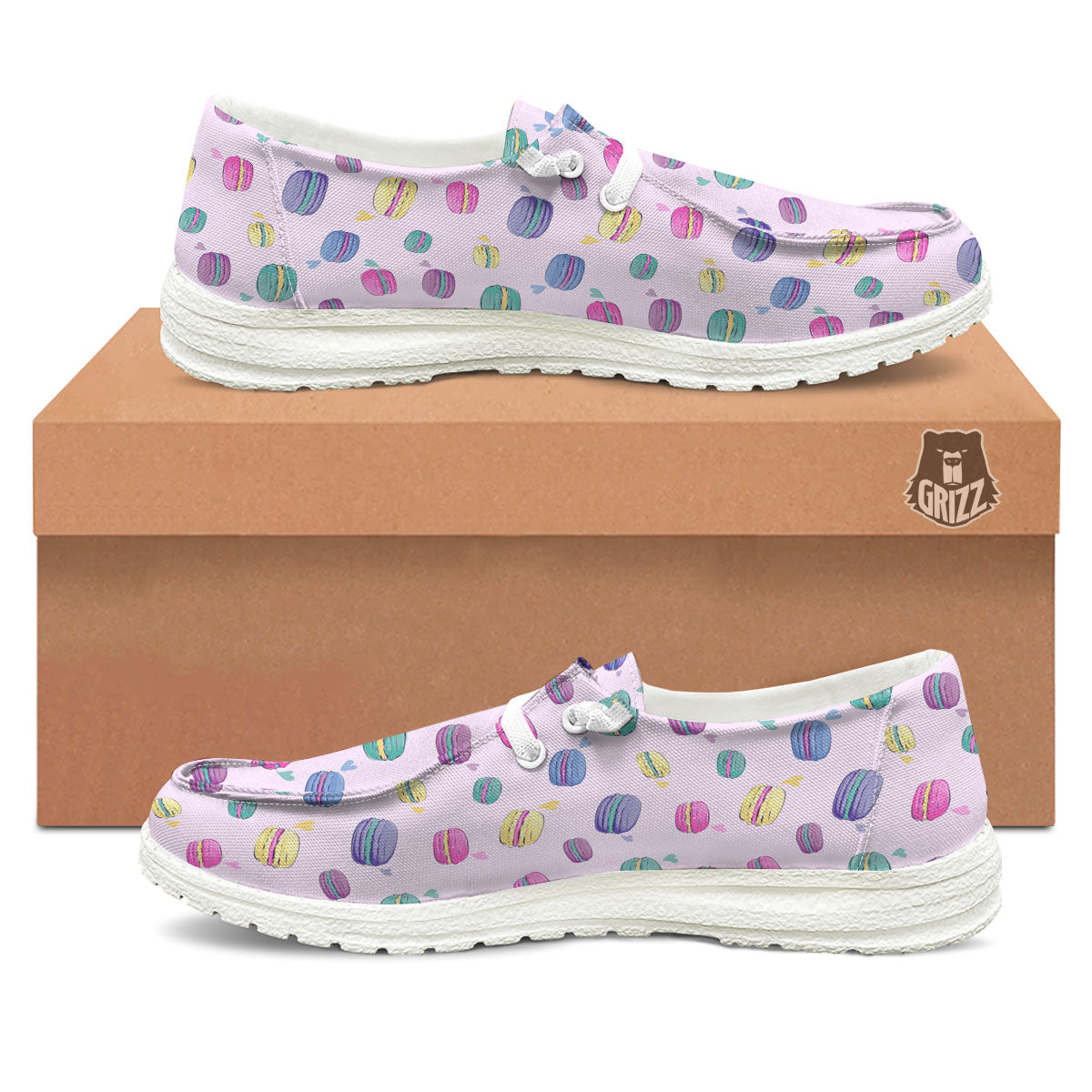 Macaron Colorful Print Pattern White Loafers-grizzshop
