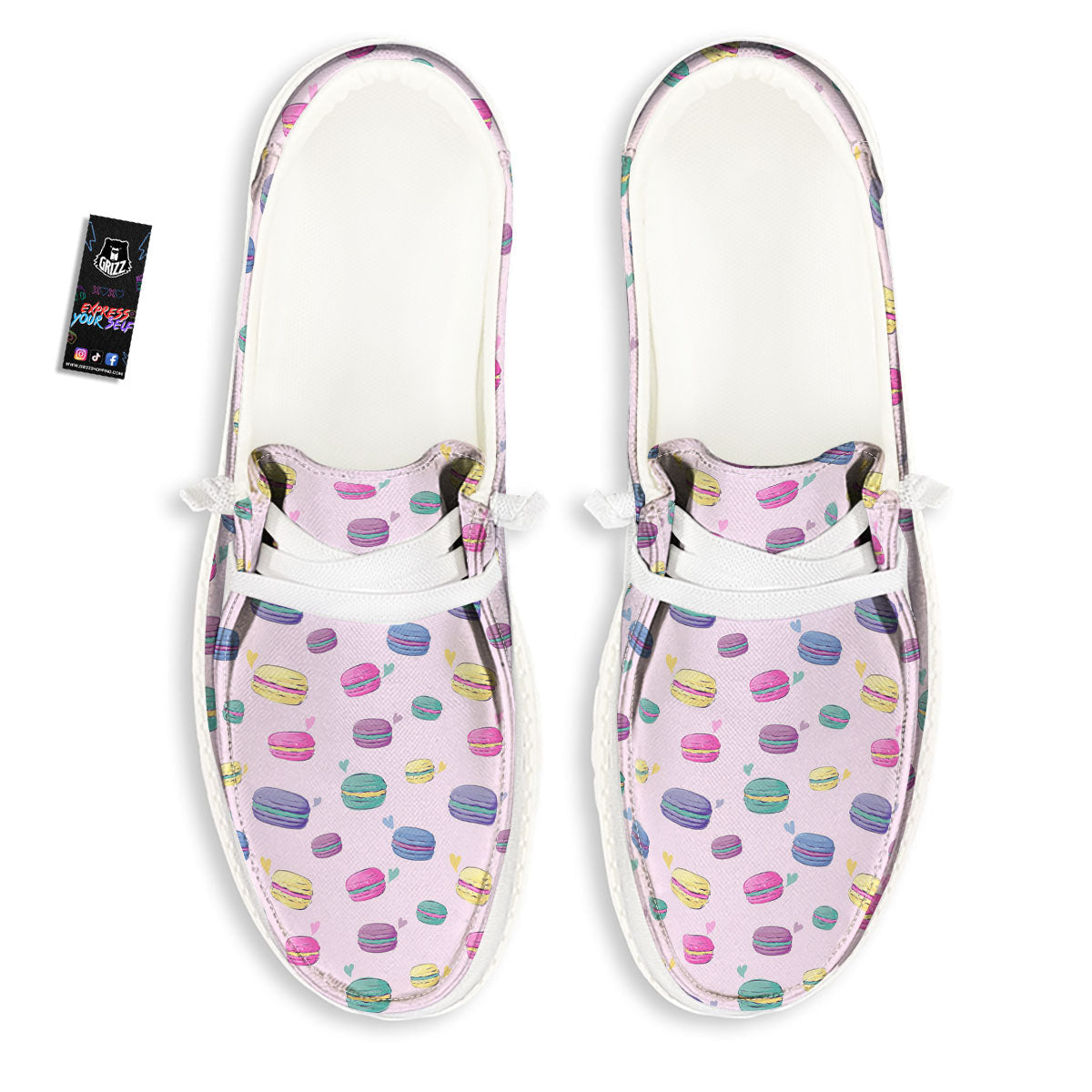 Macaron Colorful Print Pattern White Loafers-grizzshop