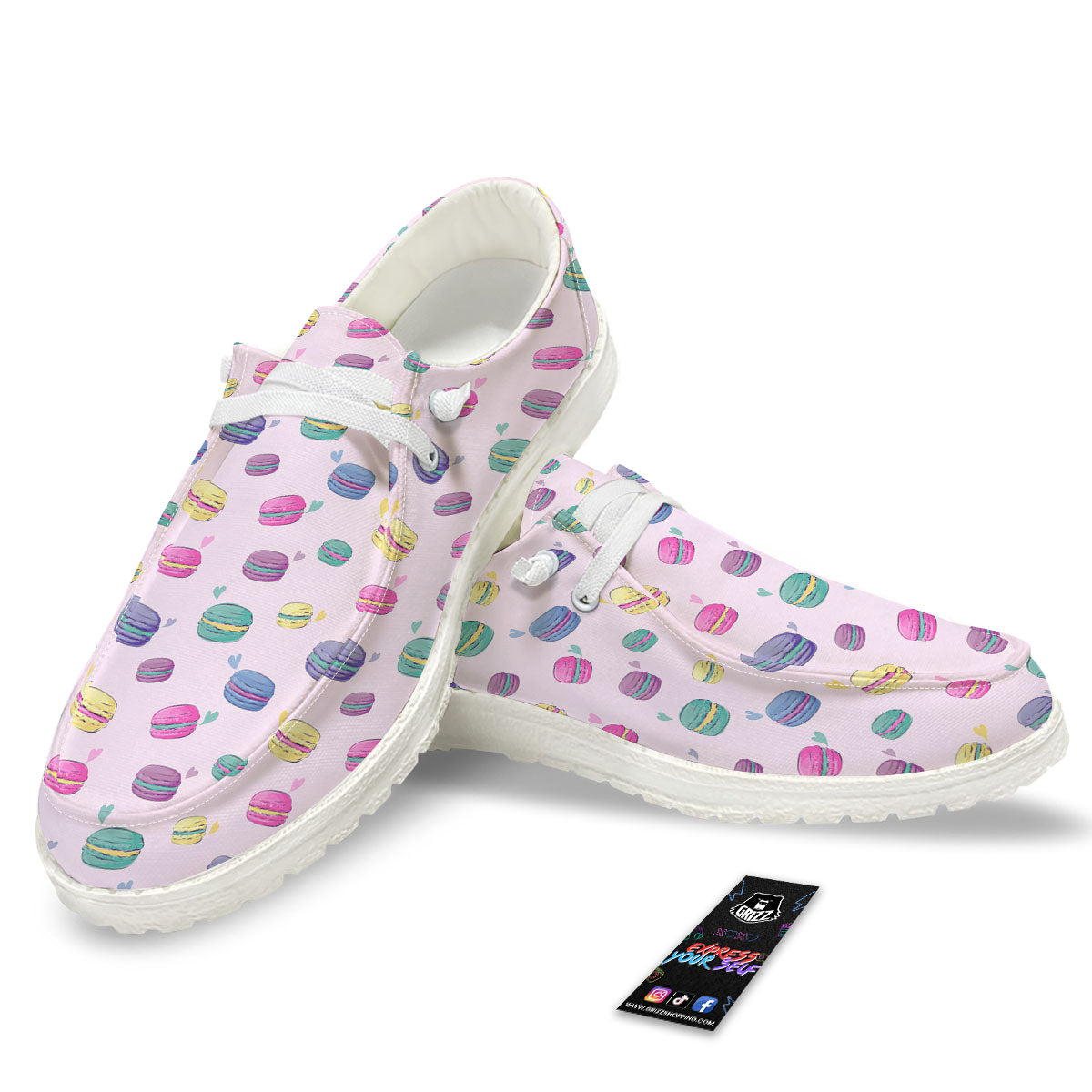 Macaron Colorful Print Pattern White Loafers-grizzshop
