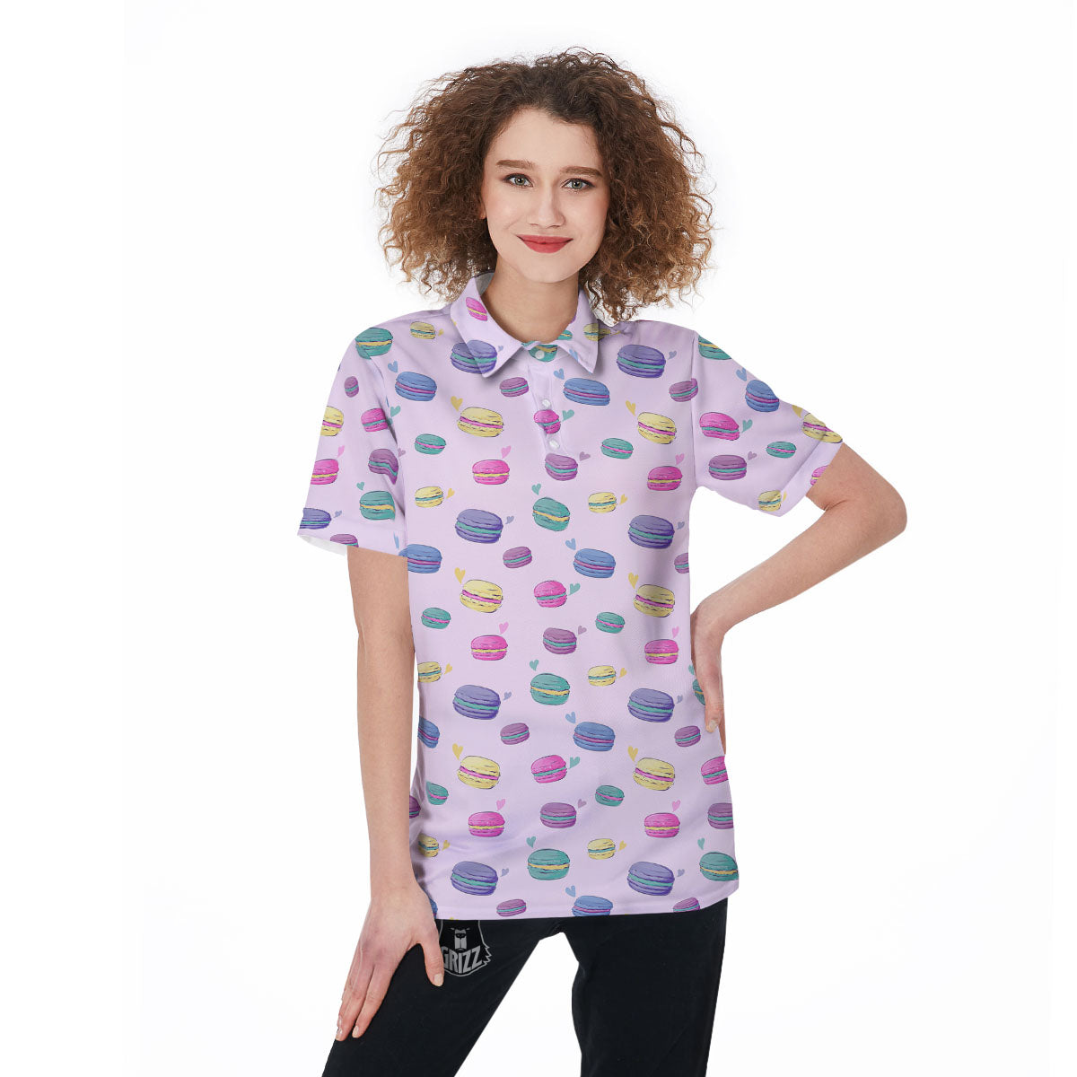 Macaron Colorful Print Pattern Women's Golf Shirts-grizzshop
