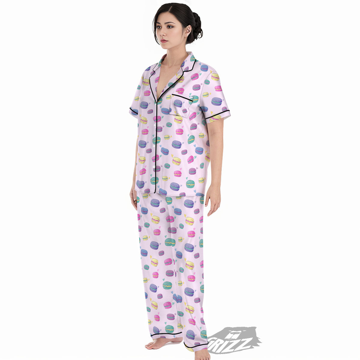 Macaron Colorful Print Pattern Women's Pajamas Set-grizzshop