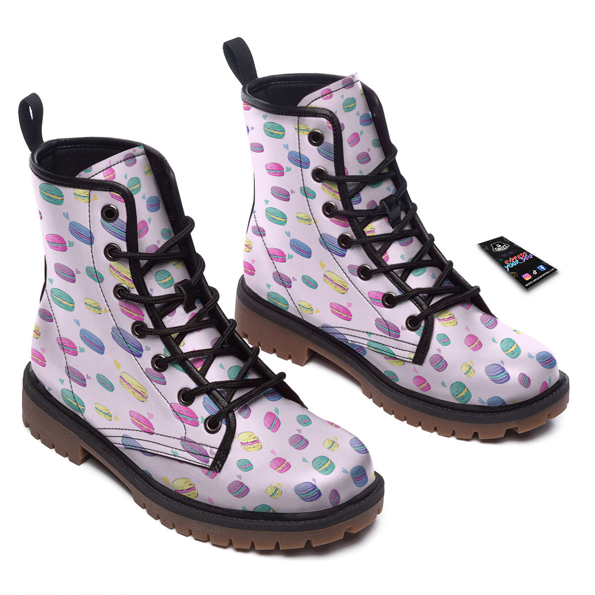 Macaron Colorful Print Pattern Work Boots-grizzshop