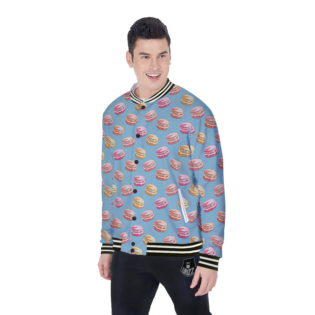 Macaron Cute Print Pattern Baseball Jacket-grizzshop